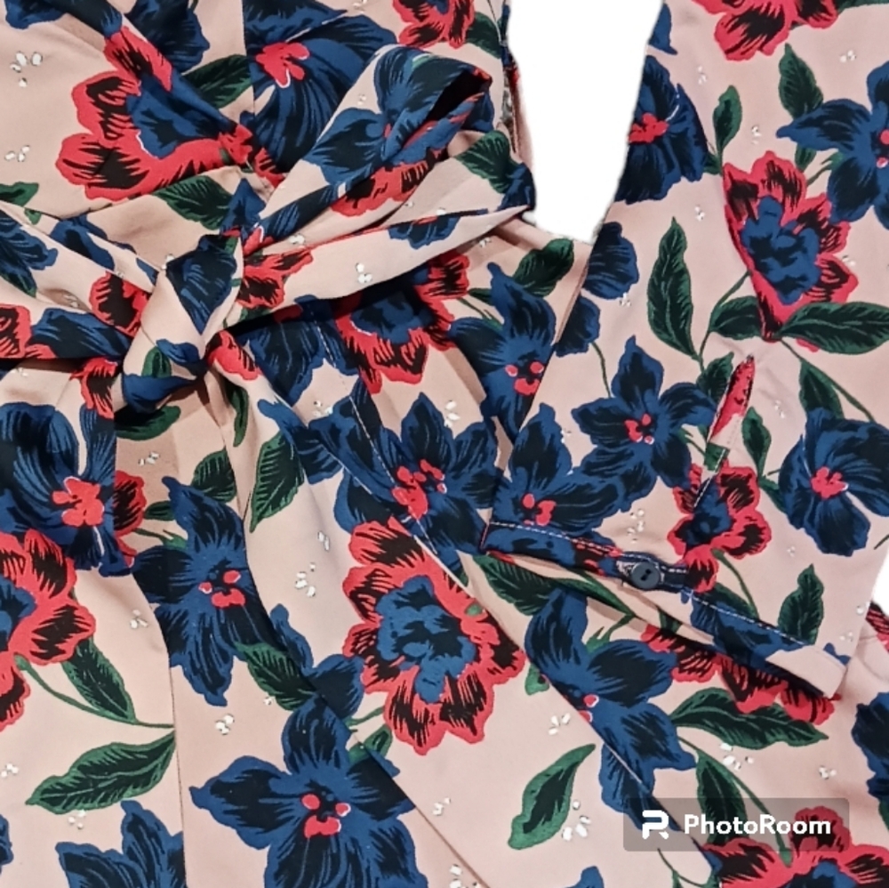 ZARA Trafaluc Wrap Floral Midi Dress Long Sleeve - Picture 7 of 12